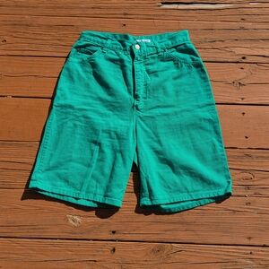 Vibrant Green Denim Shorts